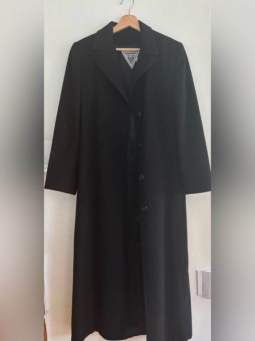 Vintage Marvin Richards 100% Cashmere Long Duster Coat Size 10 Black